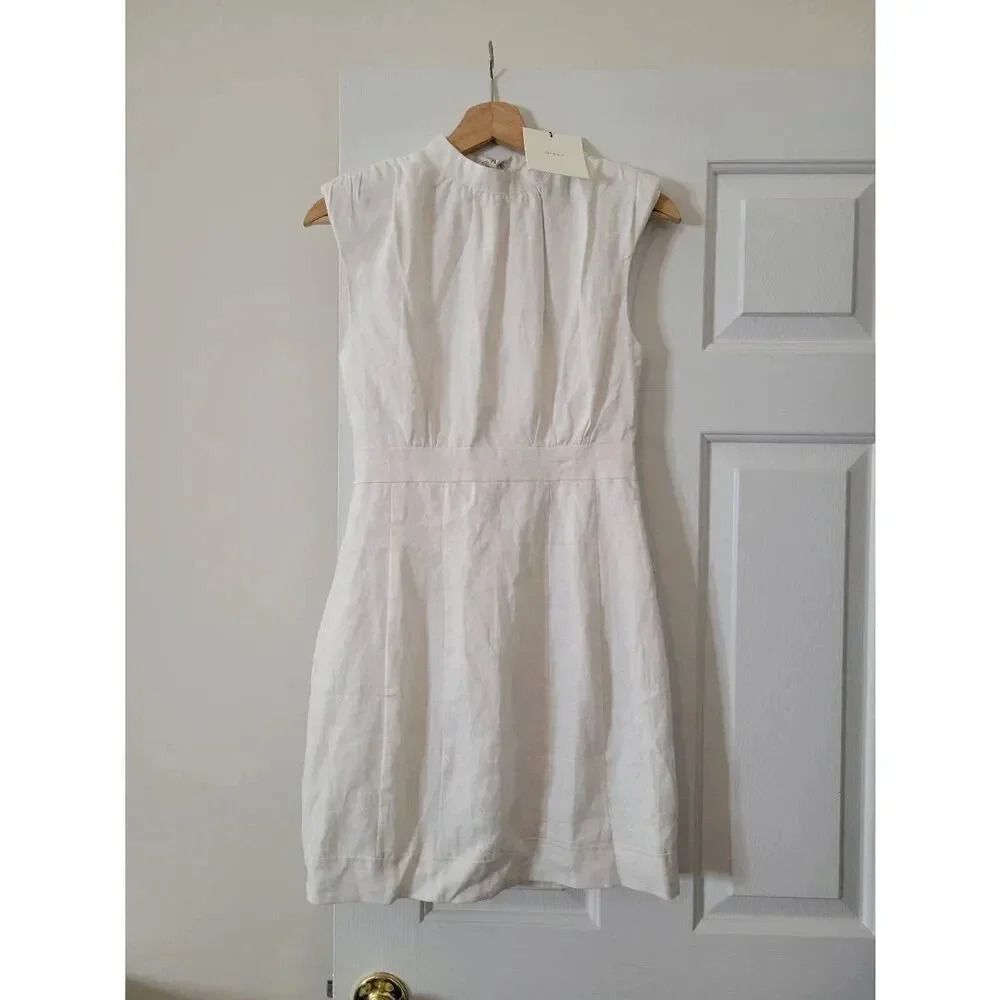 DISSH Rogan white linen mini dress 6 NWT